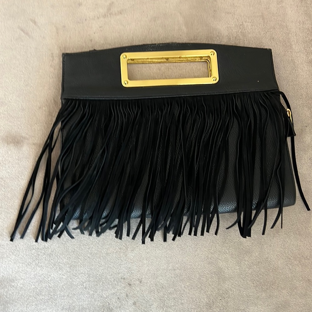 Black clutch and cross body purse